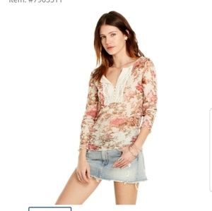 Ralph Lauren Claire Floral Mesh Henley, Size L